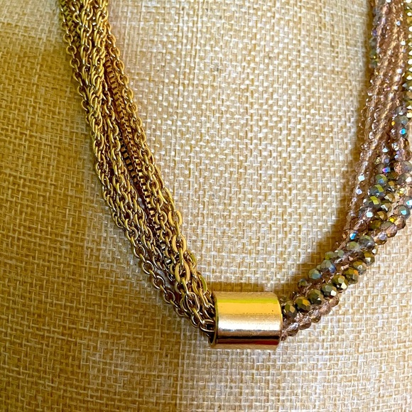 Elegant Multi-Strand Gold and Brown Aurora Borealis Beads Necklace - Picture 5 of 7
